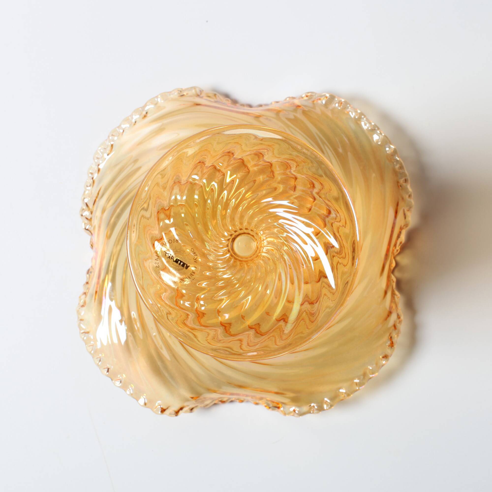 Porte-caddie en verre irisé Plissé / Vetreria Vetrart / Italie / Années 1990