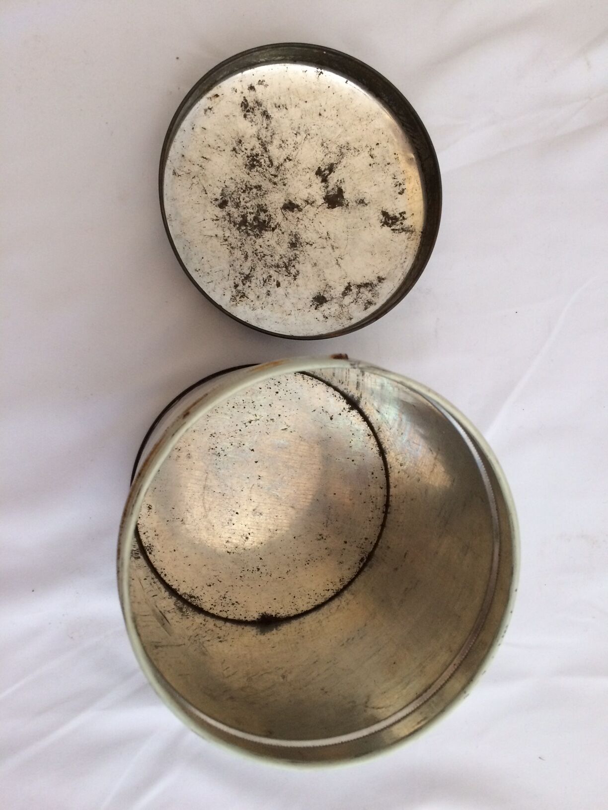 Old box in lithographed sheet metal