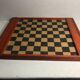 Old board game of checkers + wood + drawers + Vintage-pawns chess game