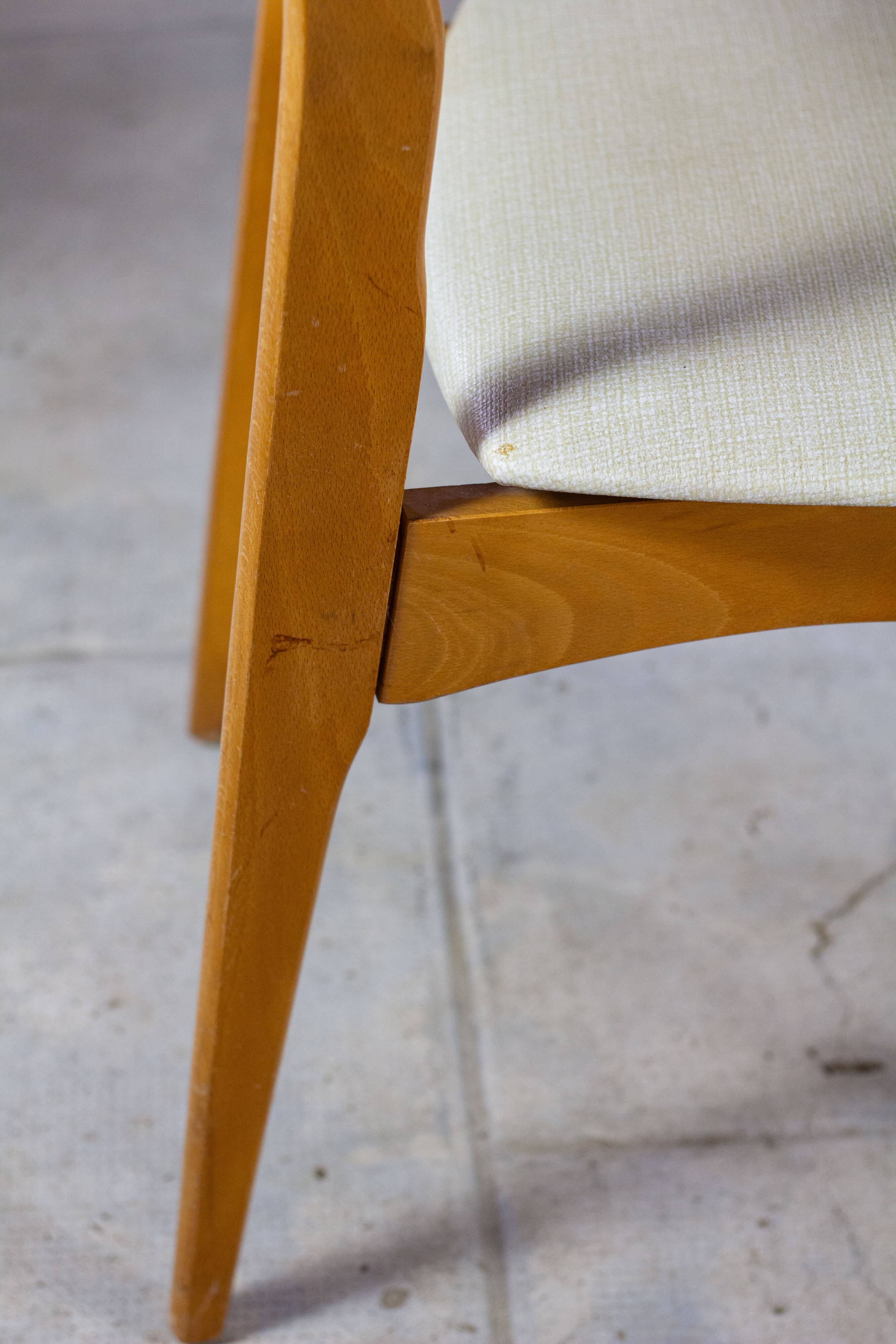 4 Danish chairs in beech wood and skai, 1960
