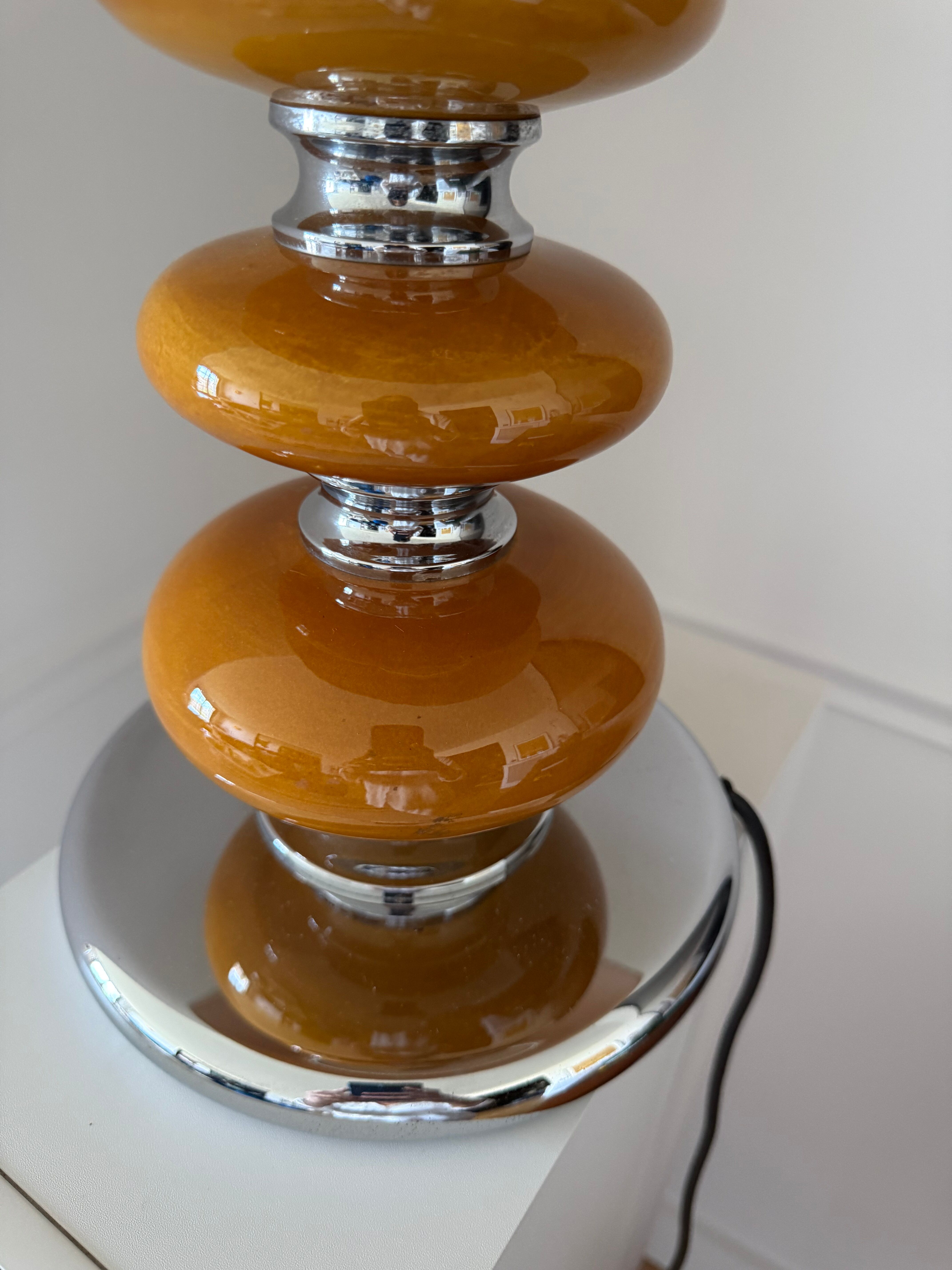 Large Space Age lamp in metal and ceramic.