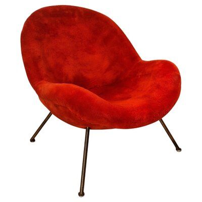 Original red fabric Egg chair by Fritz Neth, 1965