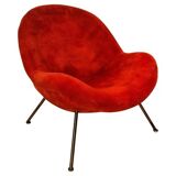 Original red fabric Egg chair by Fritz Neth, 1965