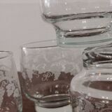 Set of 6 glasses crystal water, grape decoration and vine shoot Luminarc