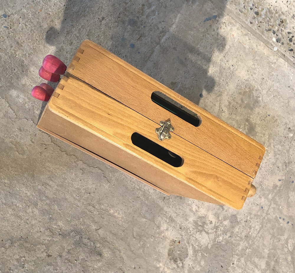 Suitcase foosball table wood