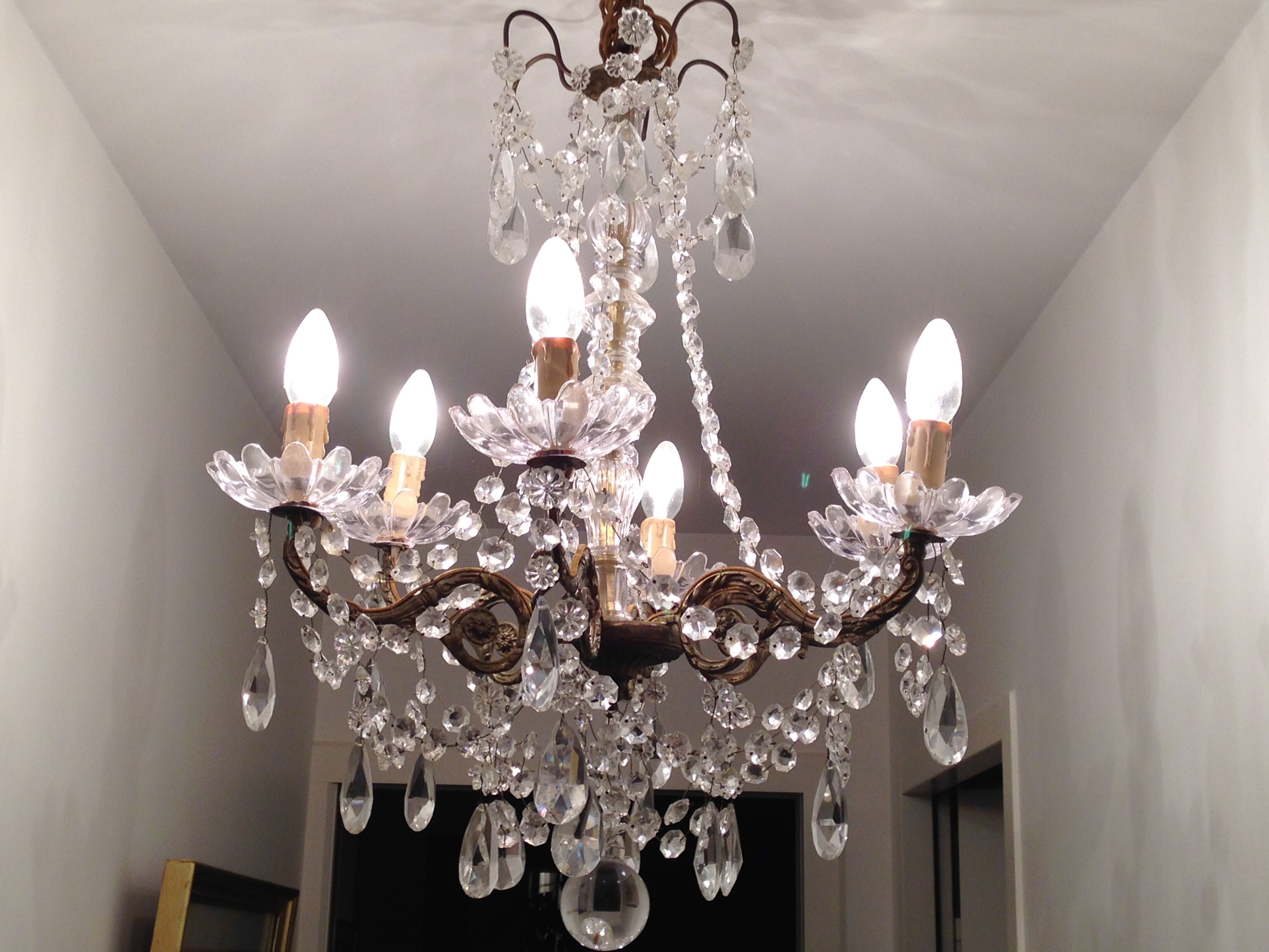 Lustre en bronze et cristal