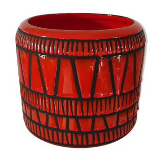 Red pot-pot vase by Roger Capron circa 1960