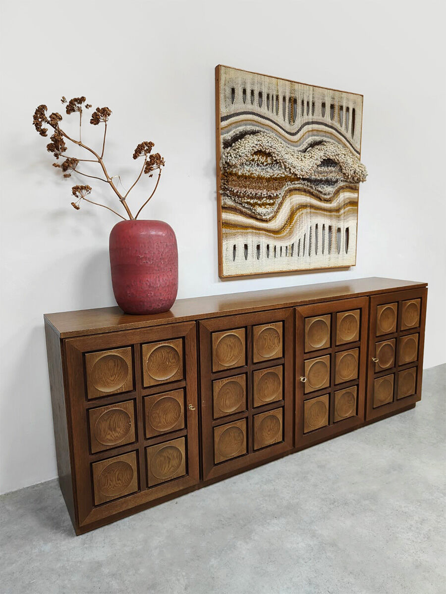 Vintage brutalist sideboard credenza Gerhard Bartels 'Cubism'