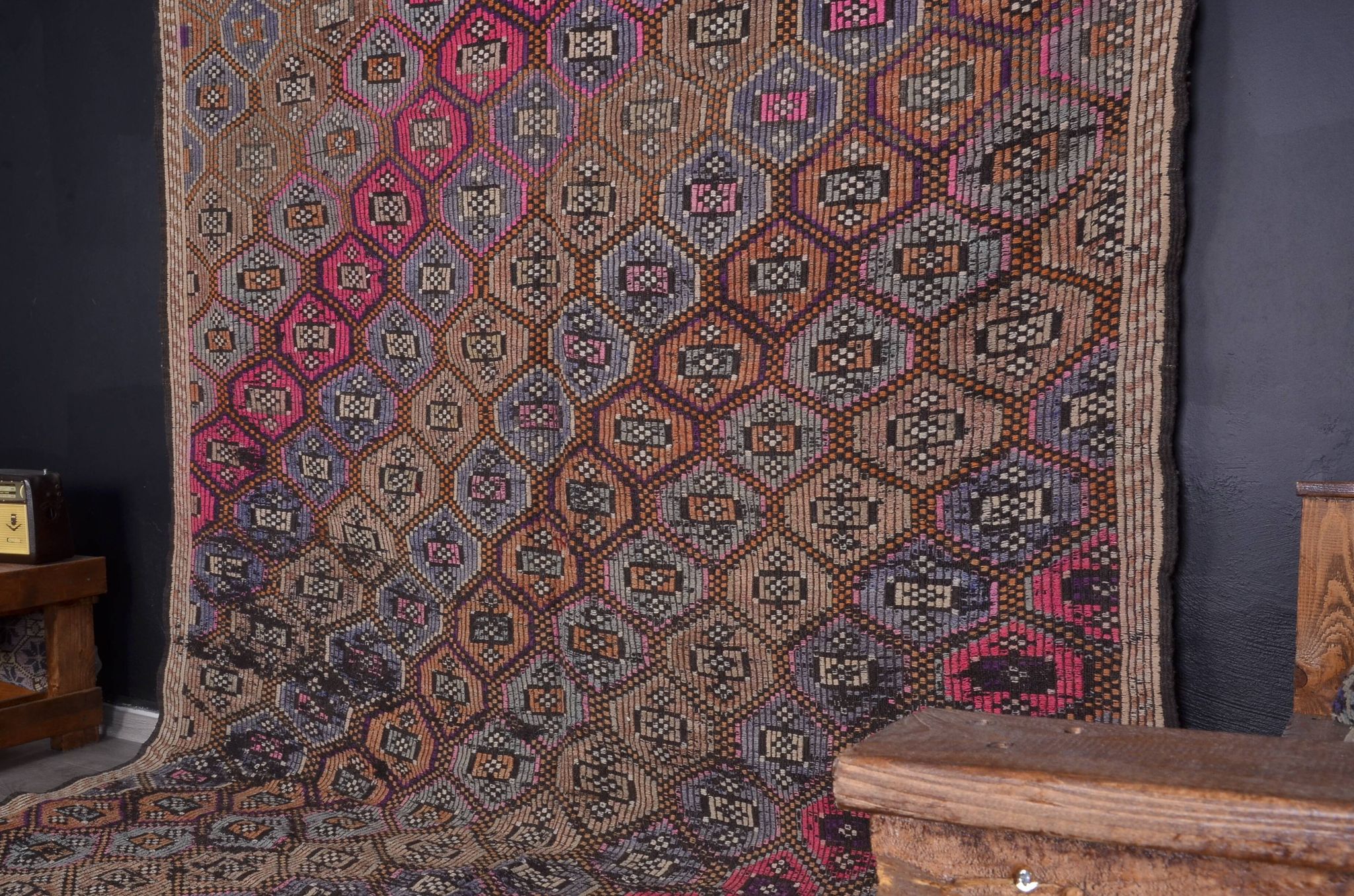 Tapis Kilim multicolore Oushak sku c258