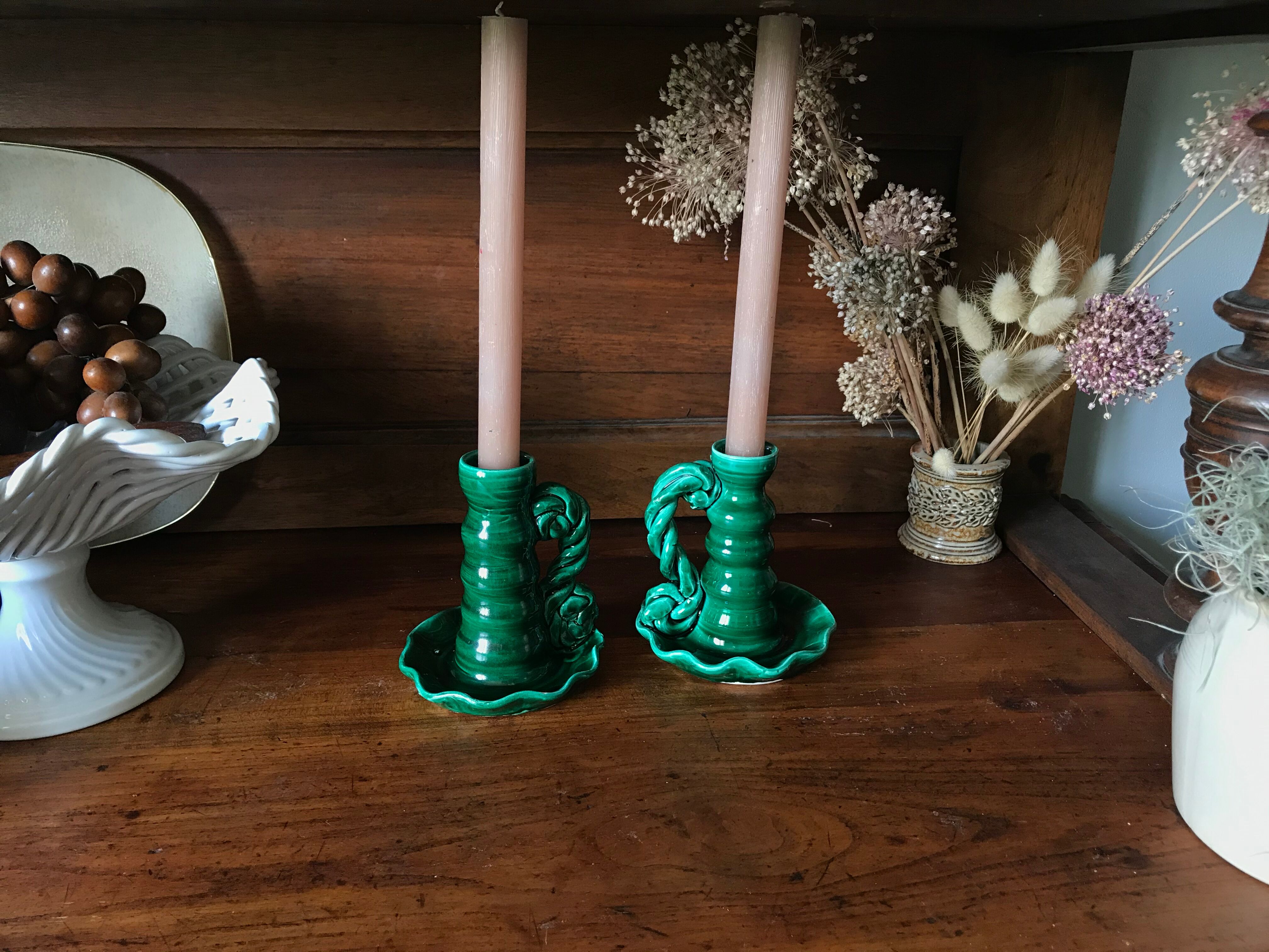 Pair of ceramic candlesticks