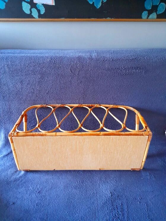 1960s rattan wall shelf