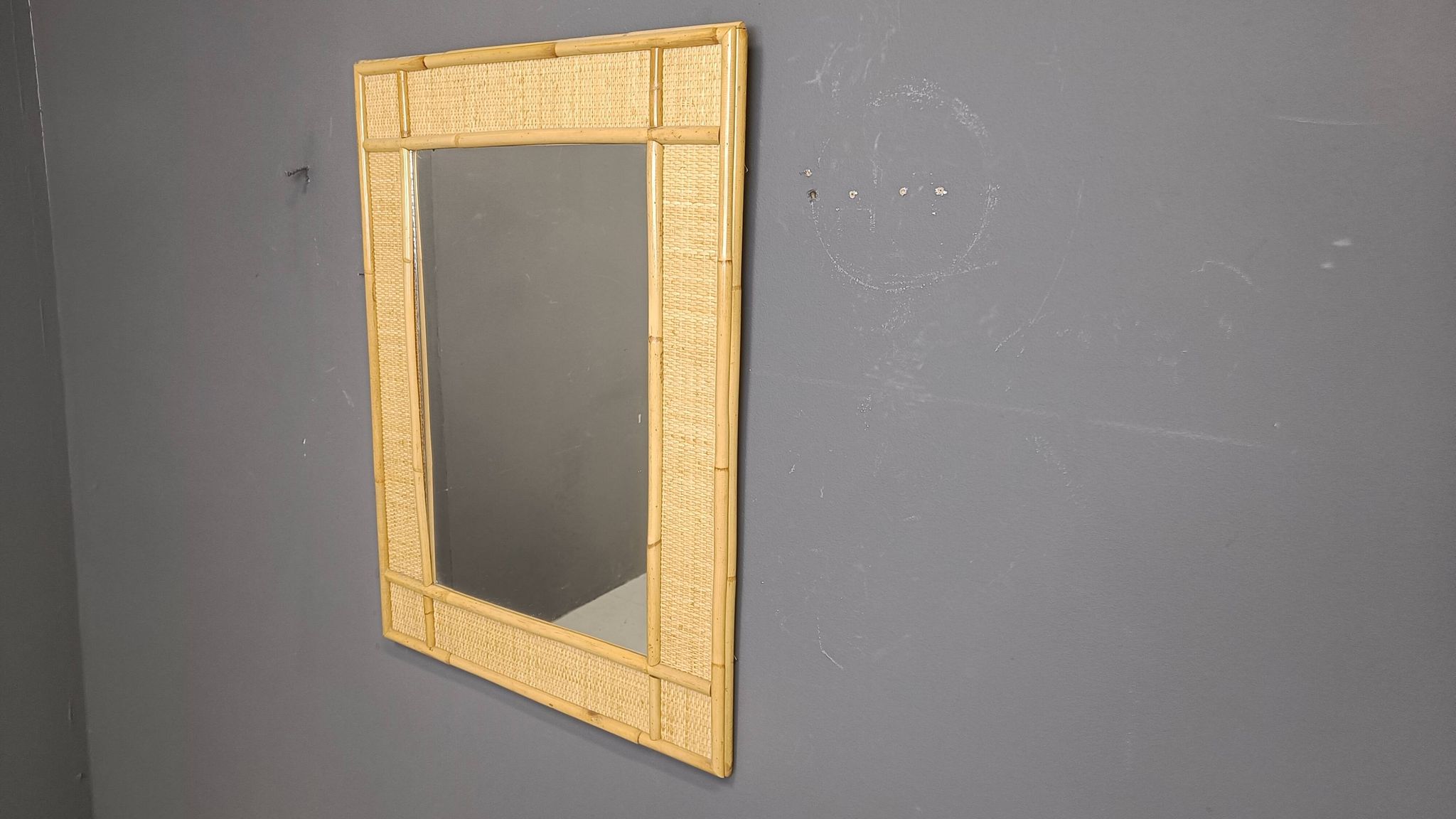 Mid century bamboo mirror by Dal Vera, 1960s