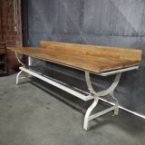 Vintage Baker's Table | Rustic Kitchen Island with Iron Base & Beech Top