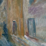 Contemporary painting colorful village