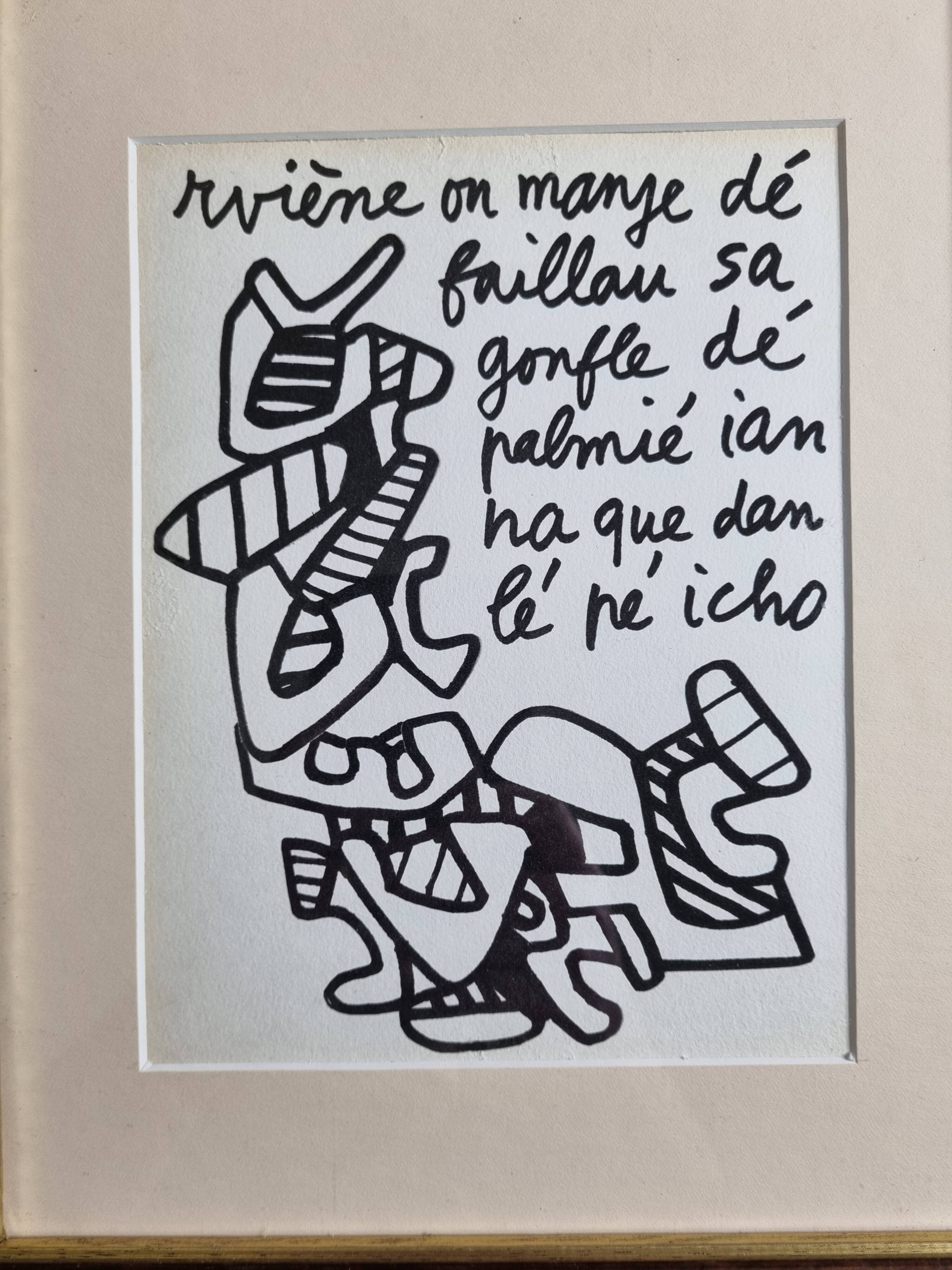 Screenprint after Jean Dubuffet framed under glass 25 cm by 31 cm