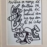 Screenprint after Jean Dubuffet framed under glass 25 cm by 31 cm