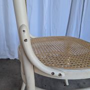 Vintage Thonet Bentwood Dining Chair: Cane Seat, Yellow Fabric Back