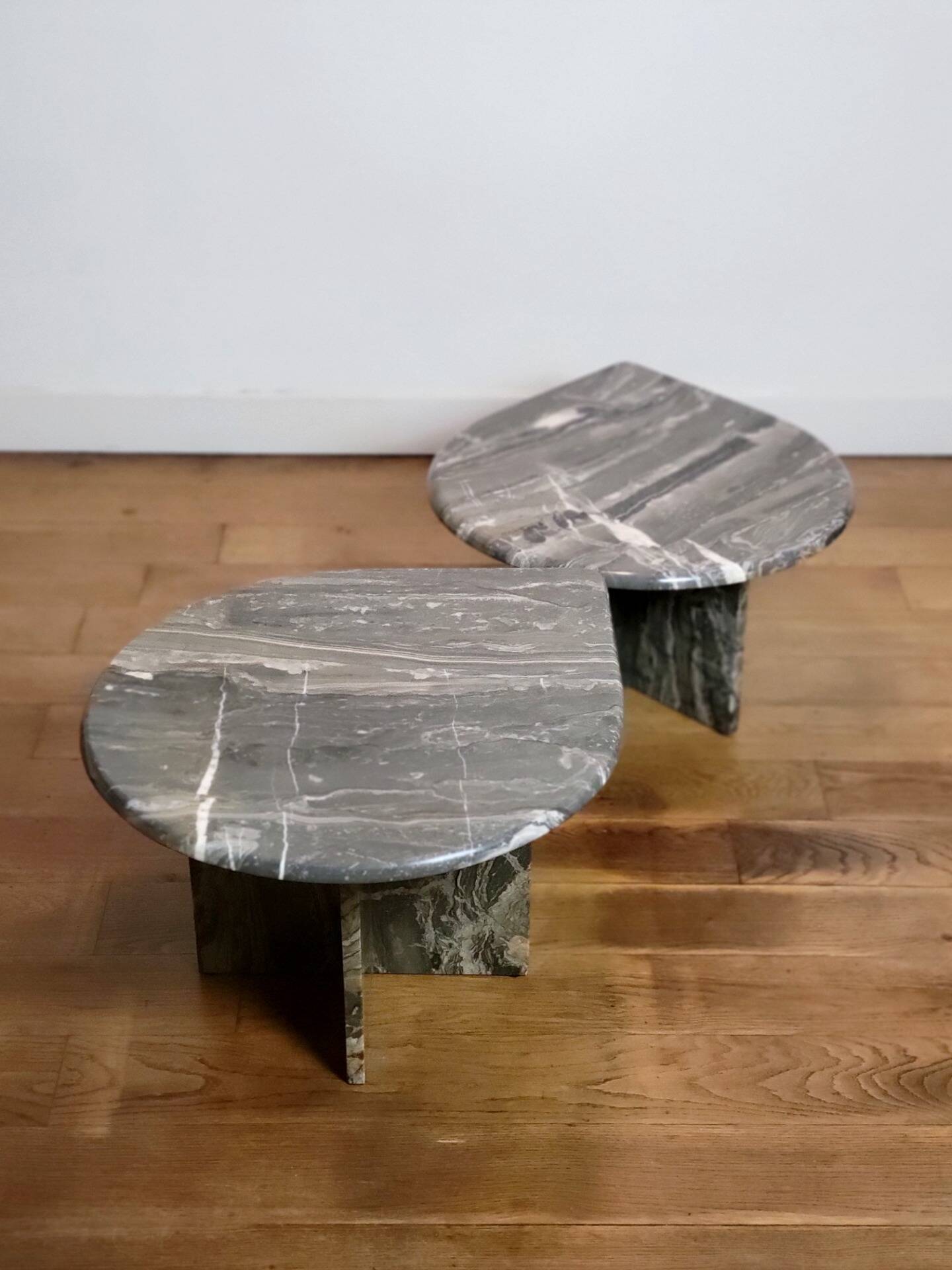 Vintage organically shaped marble side tables, Germany 1970