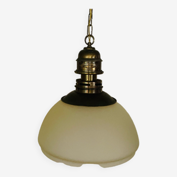 American Coop 1850 chandelier brass and polished glass