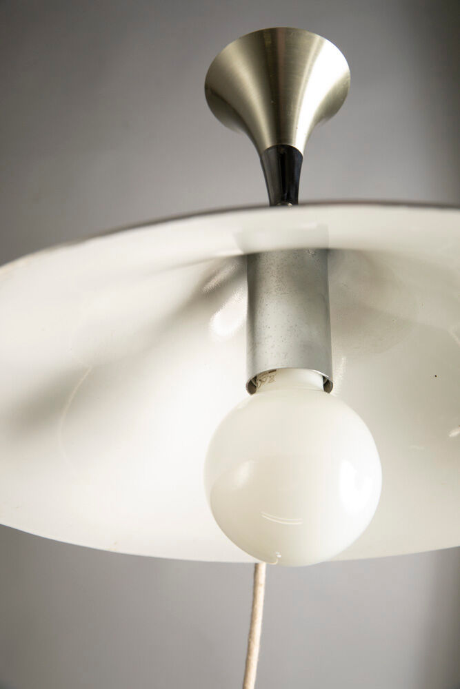 Scandinavian suspension lamp in brushed aluminum