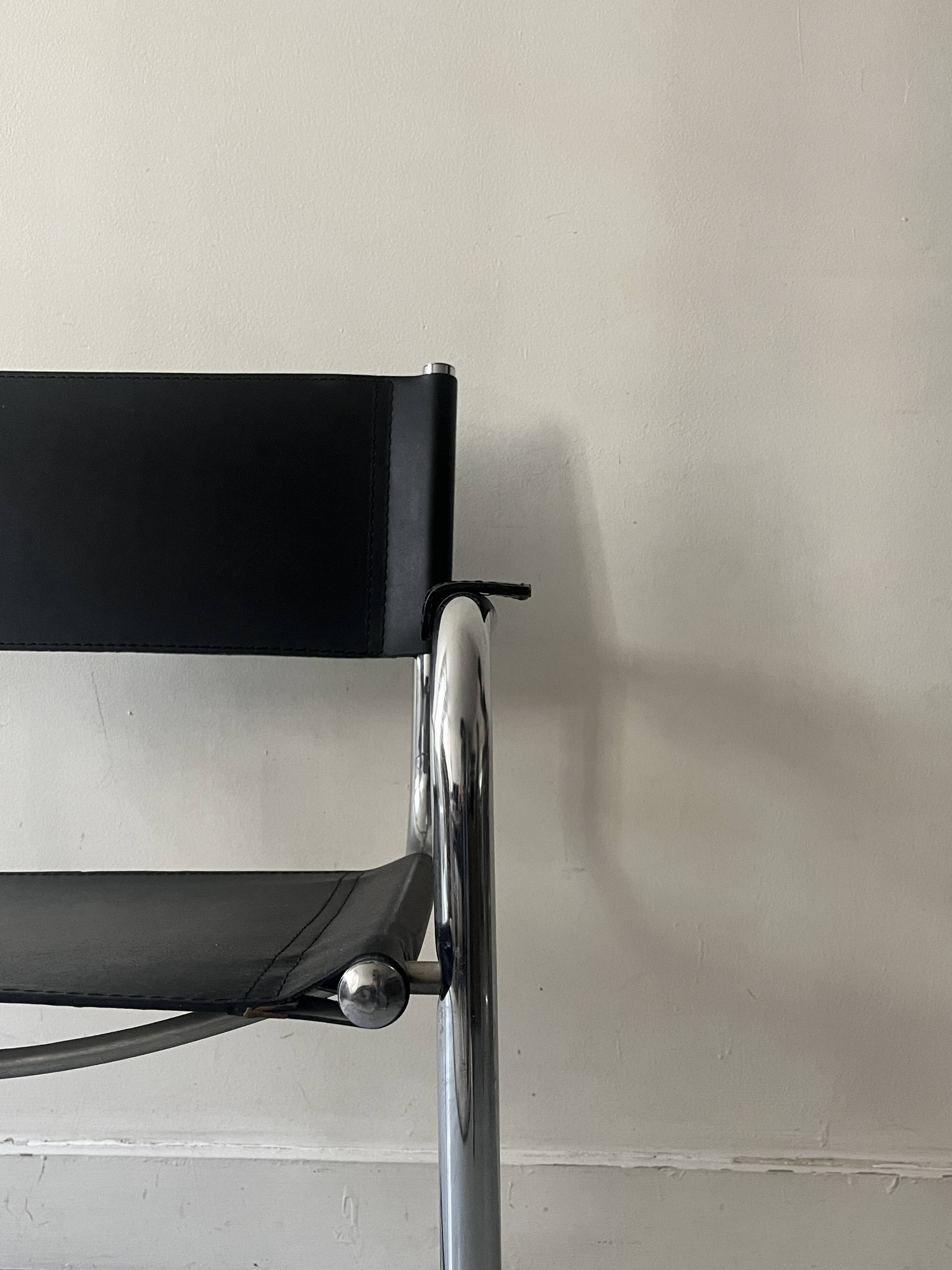 Black chrome tubular armrest chair, after Mart Stam - Breuer, 1970