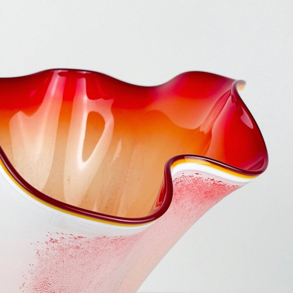 Vintage Murano vase in red and white, Italy, 1970s.