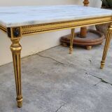 Table basse style Louis XVI en marbre et bois doré