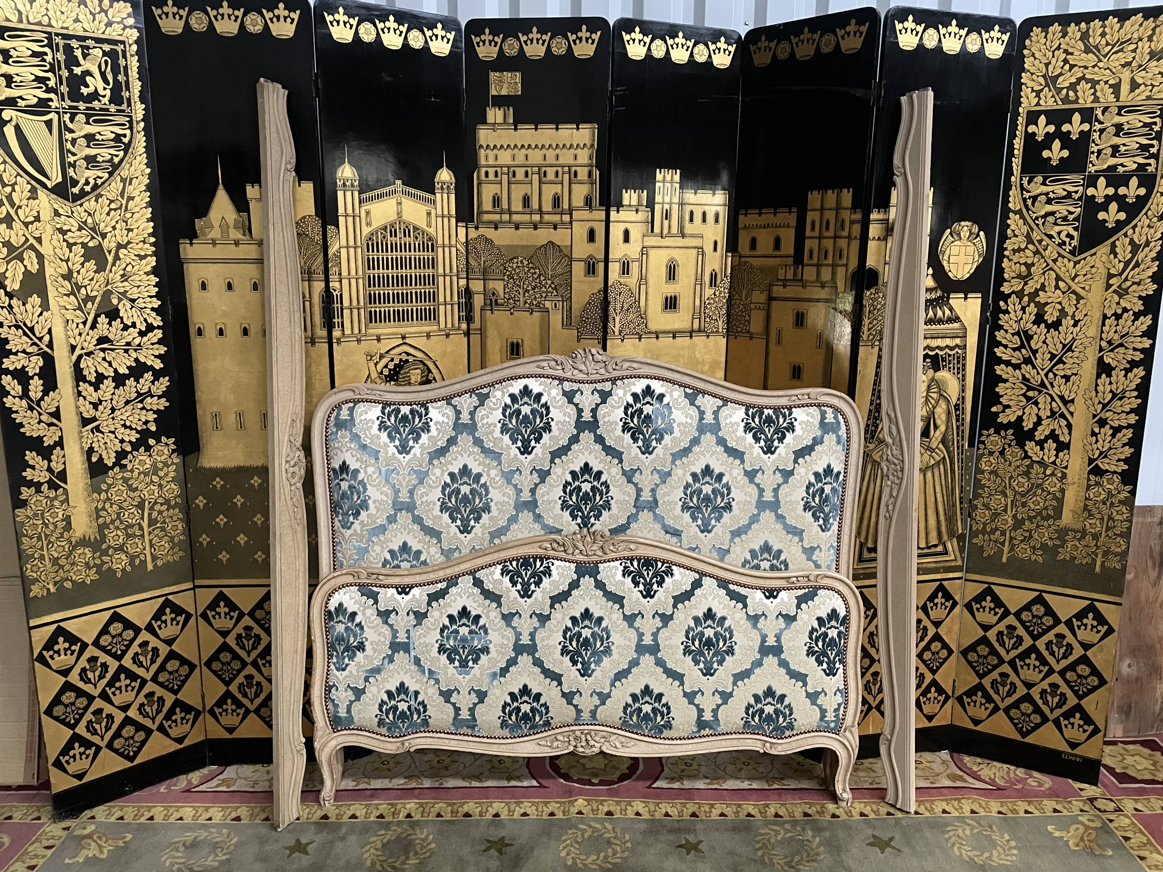 Louis XV upholstered style bed wood