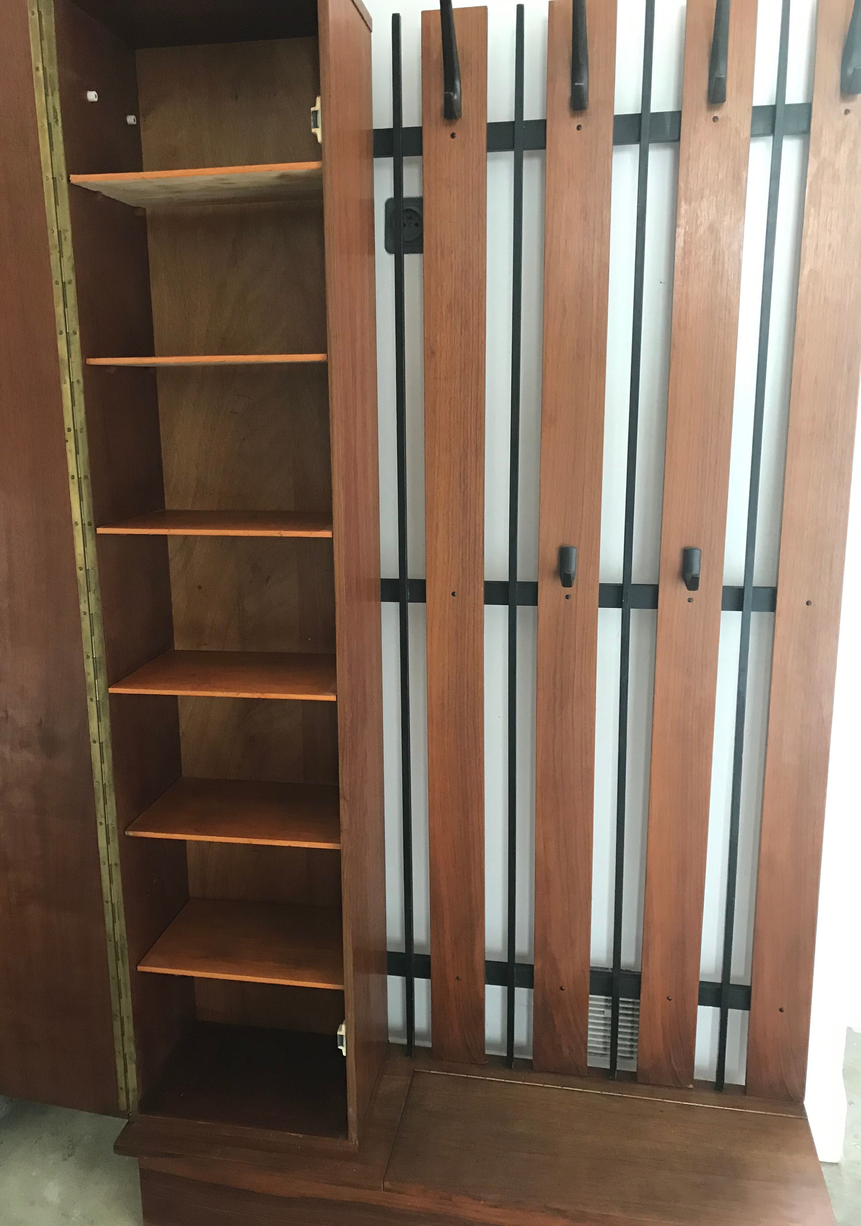 Vintage wardrobe wears mirror coats and Scandinavian design closet