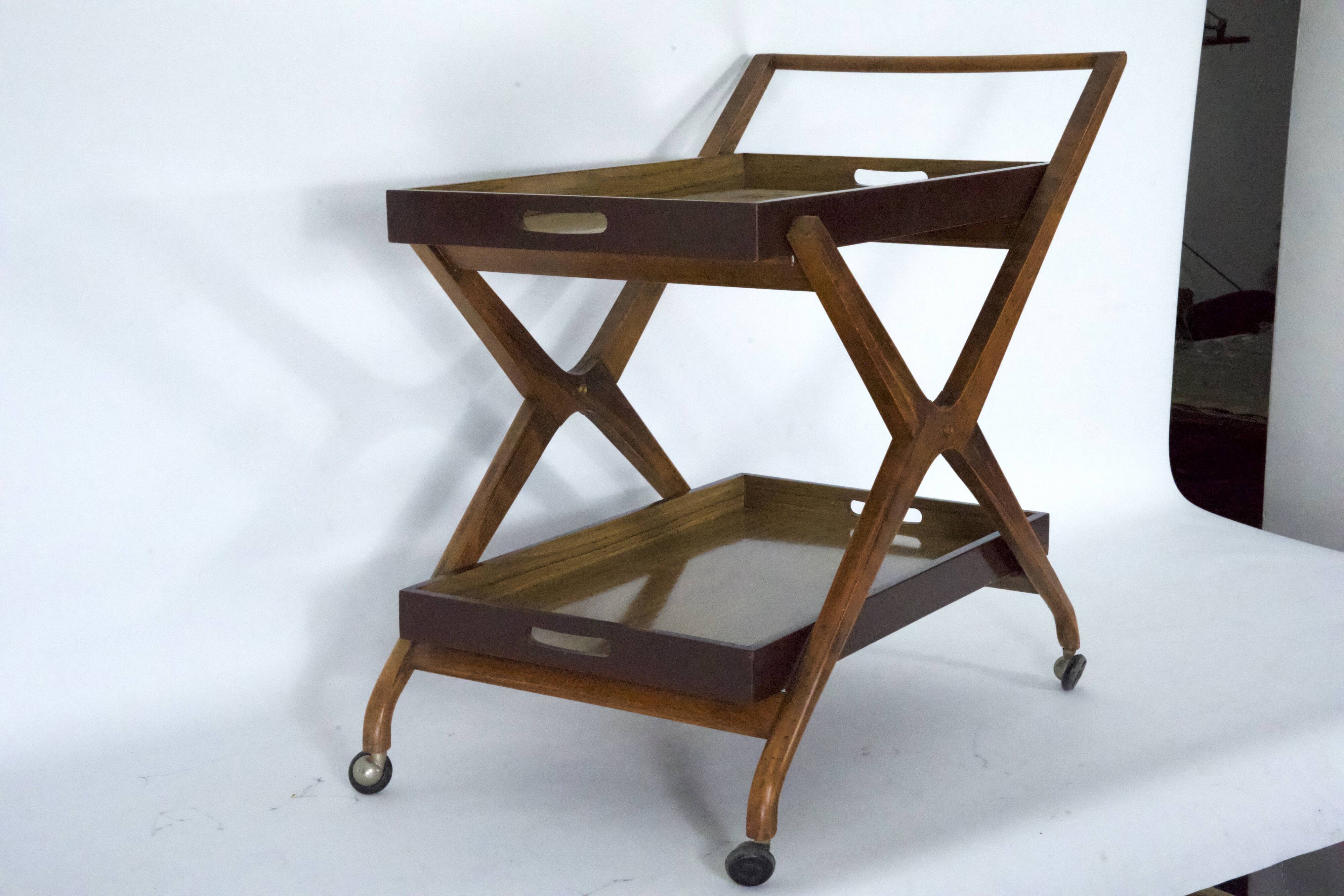 Mid-Century Wood and Formica Bar Cart, Italy 1950s.