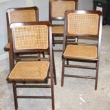 Lot de 4 chaises cannées pliantes