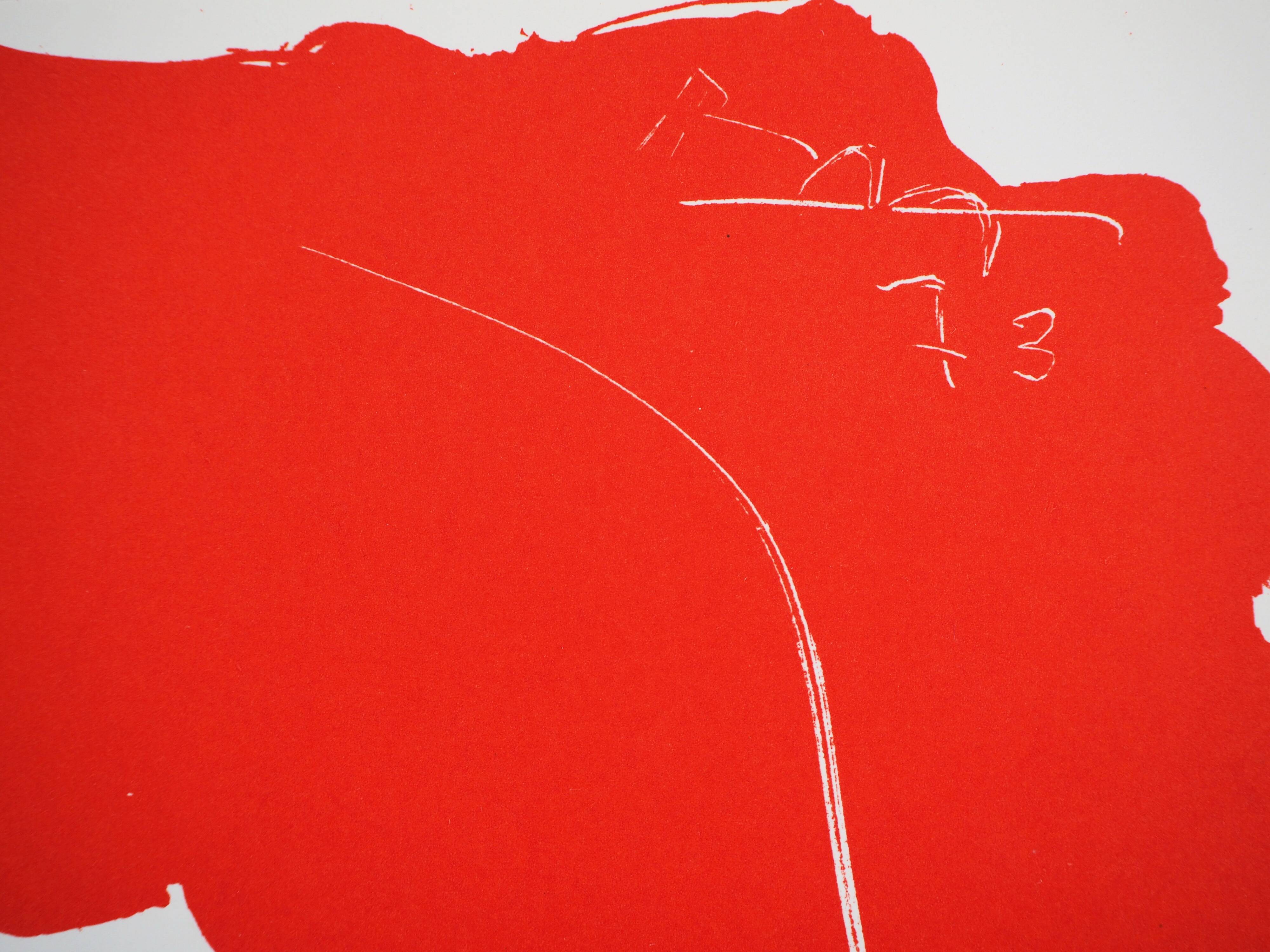 Robert motherwell: red composition - original lithograph