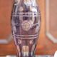 Purple engraved glass vase decorated with roses and "bubbles"