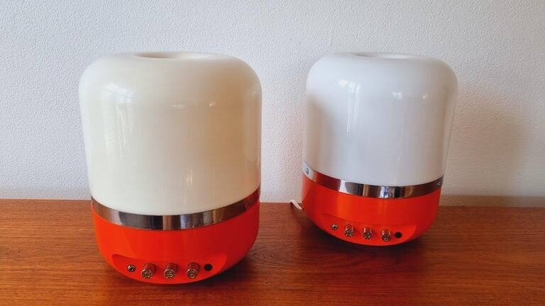 Two Midcentury Table Lamps, Space Age, Adriano Rampoldi, Italy, 1970s