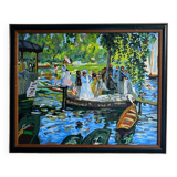 Acrylic interpretation of Renoir's "Grenouillère"