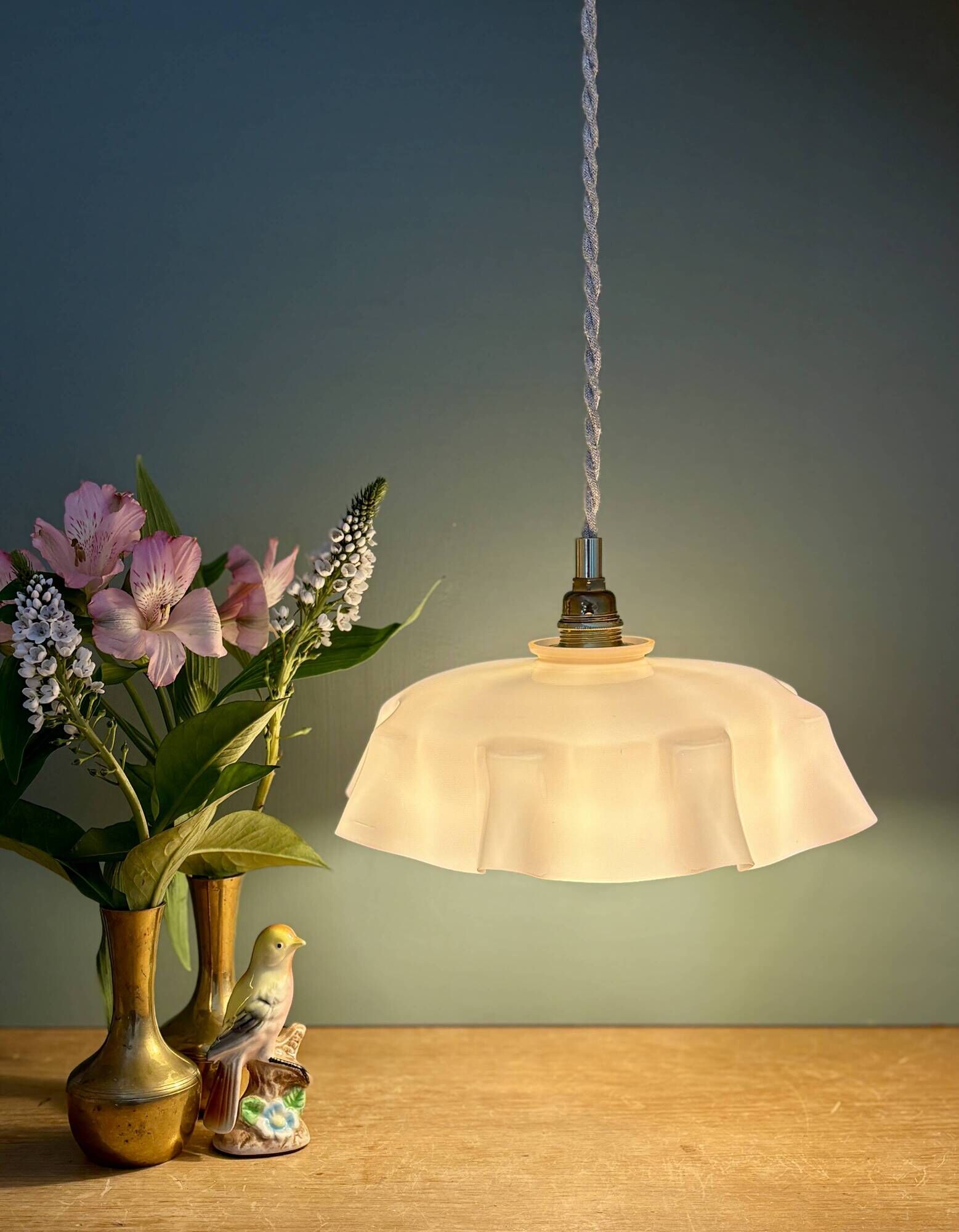 Vintage pink opaline pendant light