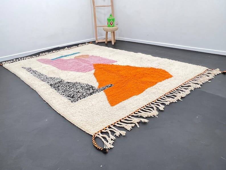 Berber rug in pure wool, colored, size 150 x 250 cm