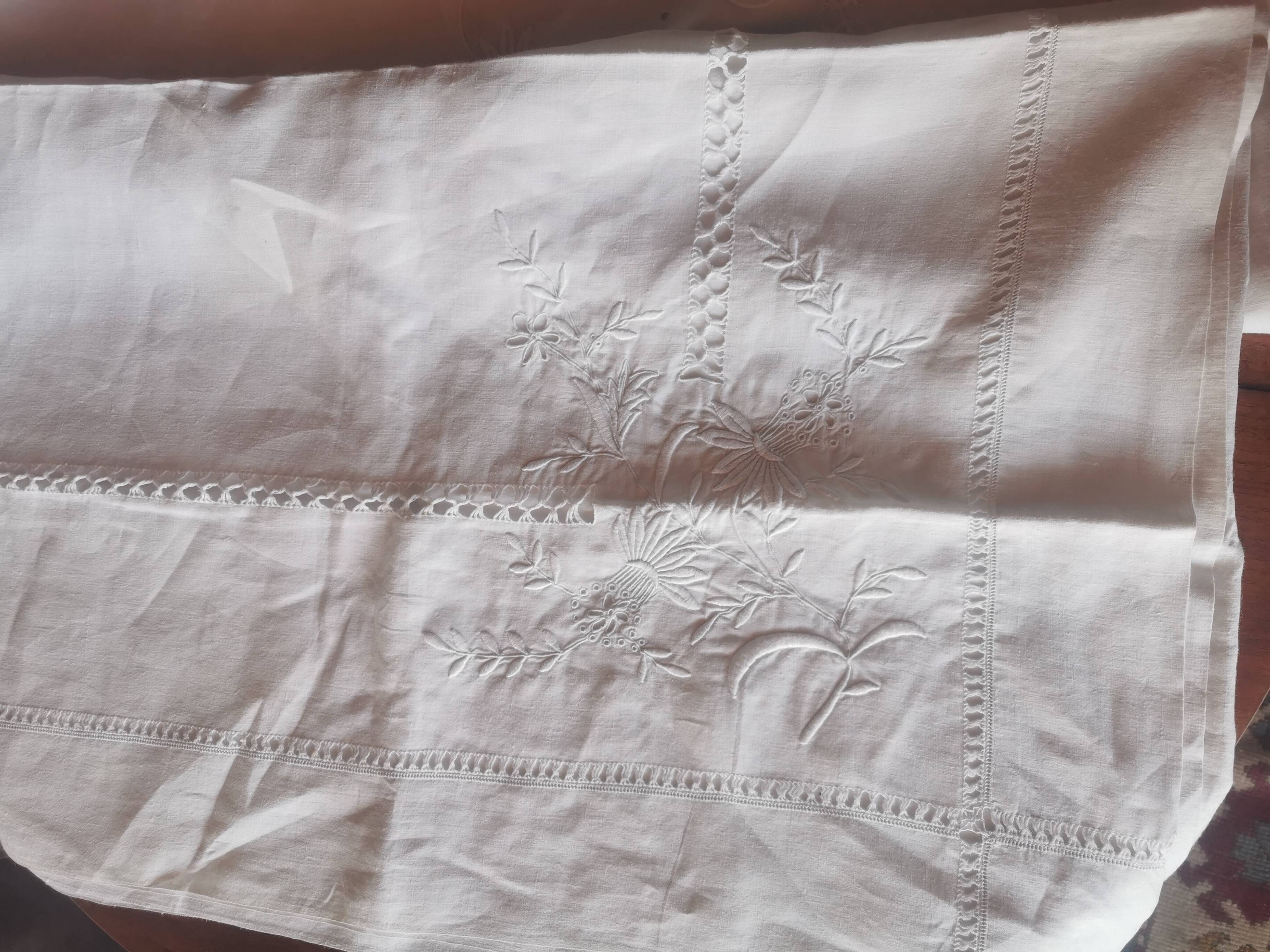 Large antique linen sheet monogrammed AH