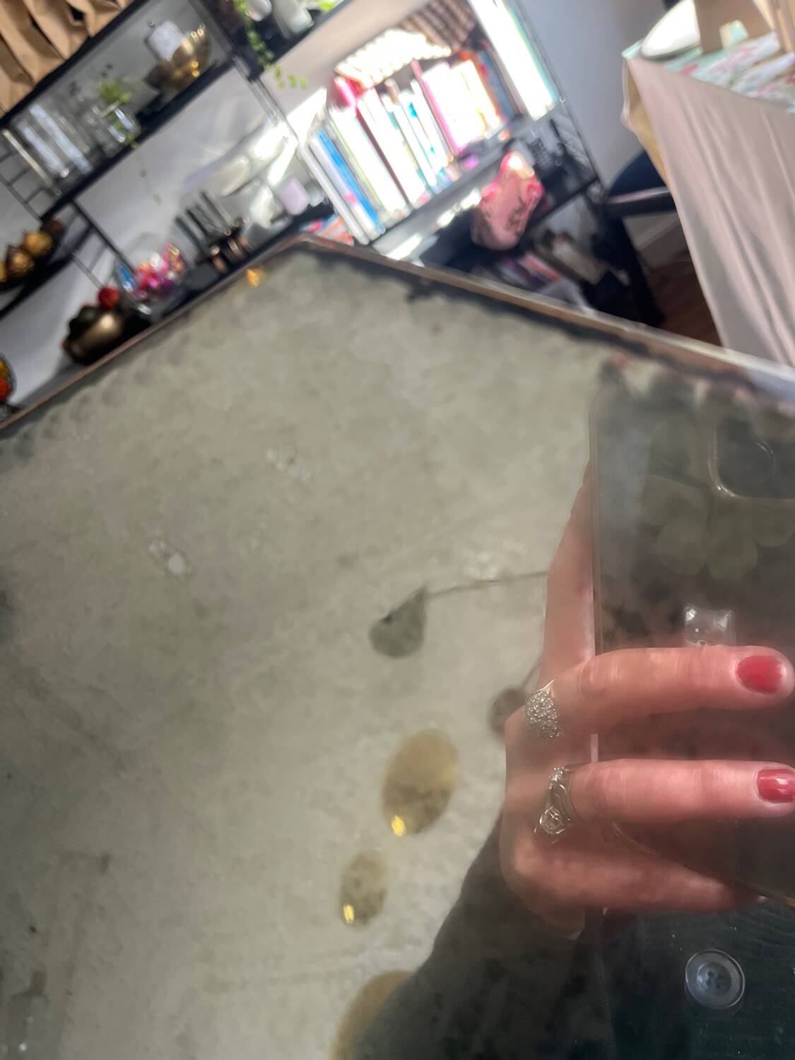 Mirror, antique octagonal tray.