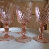 6 luminarc pink glass aperitif glasses