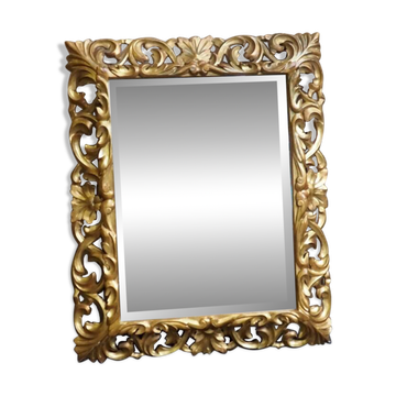 Miroir fin 19eme bois sculpté stuc doré