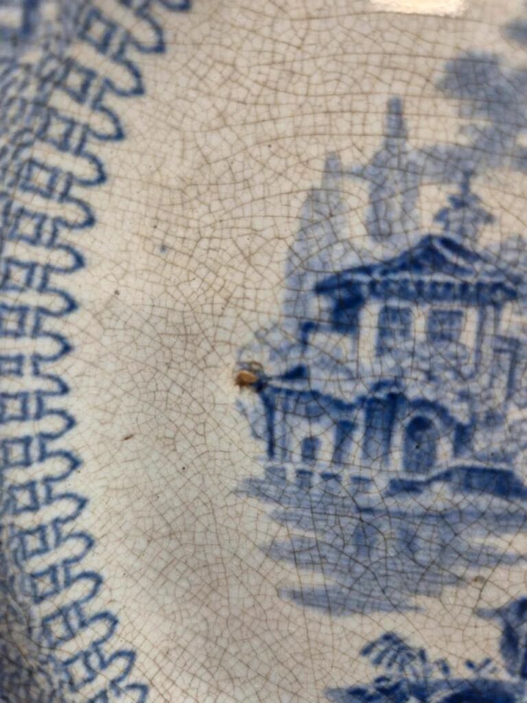 Assiette anglaise ancienne XIXe siècle bleu transferware CEM Clementson Brothers