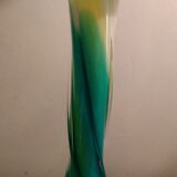Murano vase with multi colors green, yellow, rare white 1960