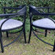 Pair of Thonet armchairs model 225 in stained black beech.