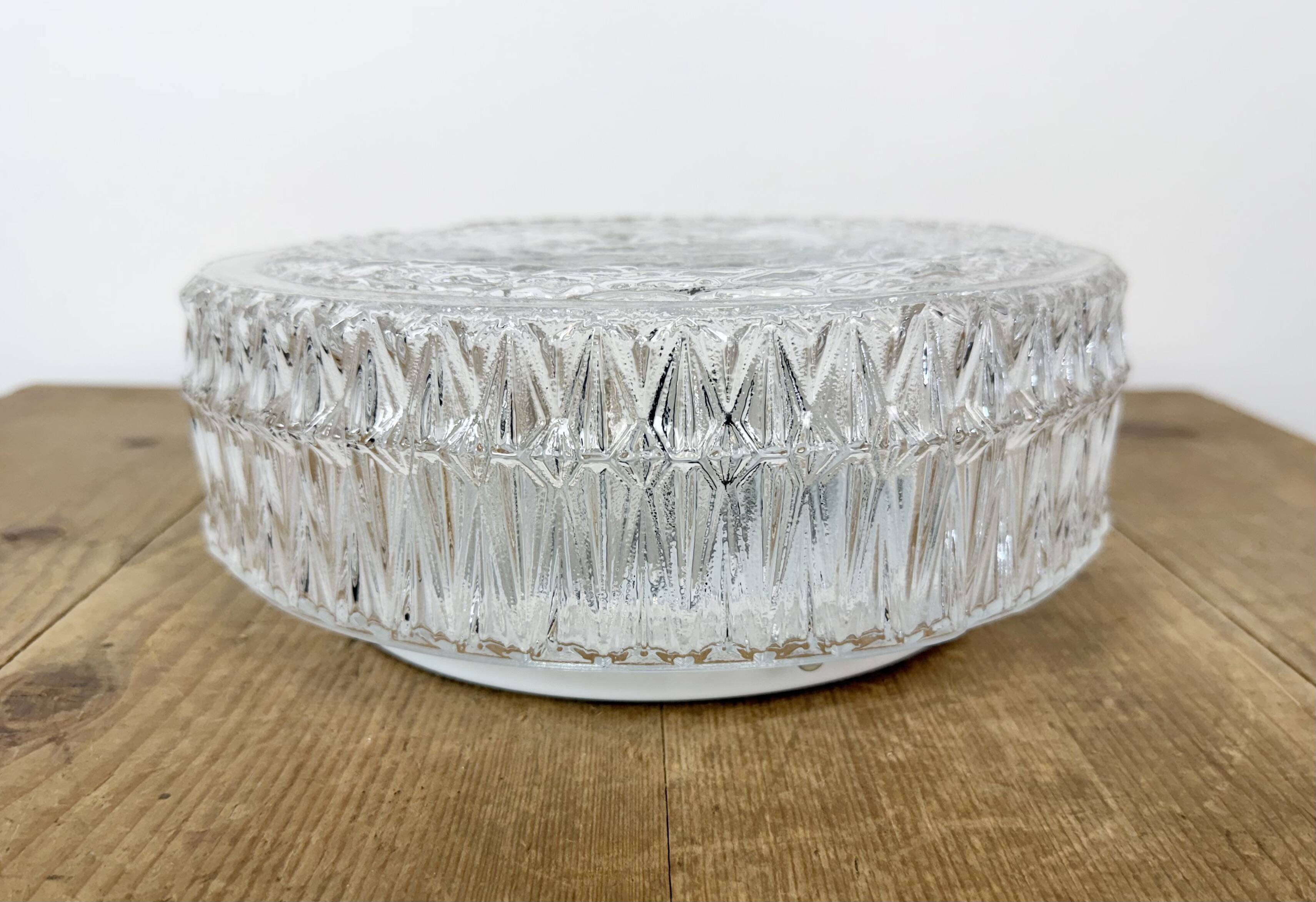 Vintage Glass Wall or Ceiling Light, 1970s