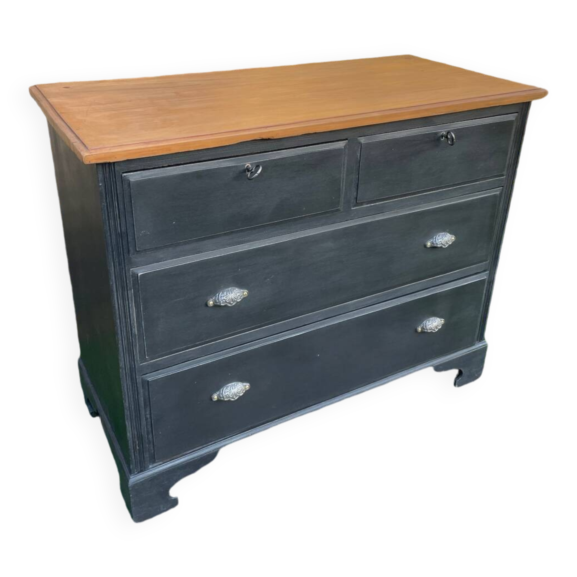 Vintage black patina chest of drawers