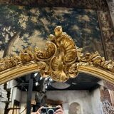 Napoleon III Period Fireplace Mirror in Gilded Wood with Louis XV Style Leaf