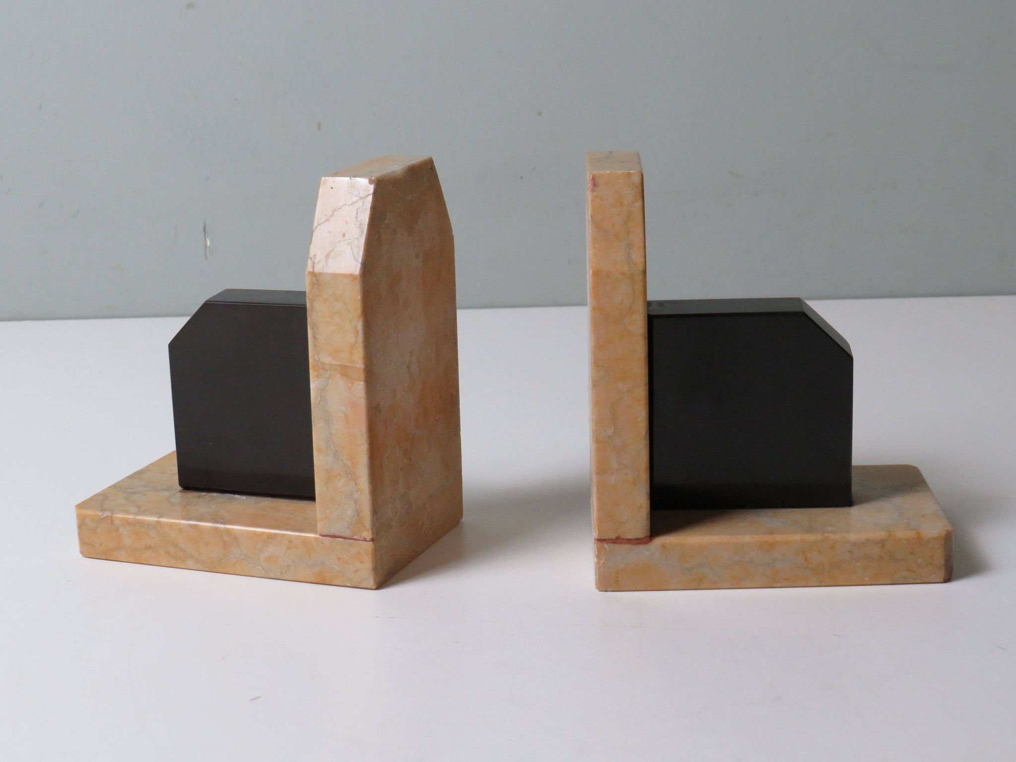 Pair of marble bookends, Belgium early 20th century