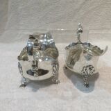 Pair of 925 silver sauce boats Martin Hall Sheffield 1910 engraved Star Harp