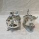 Pair of 925 silver sauce boats Martin Hall Sheffield 1910 engraved Star Harp